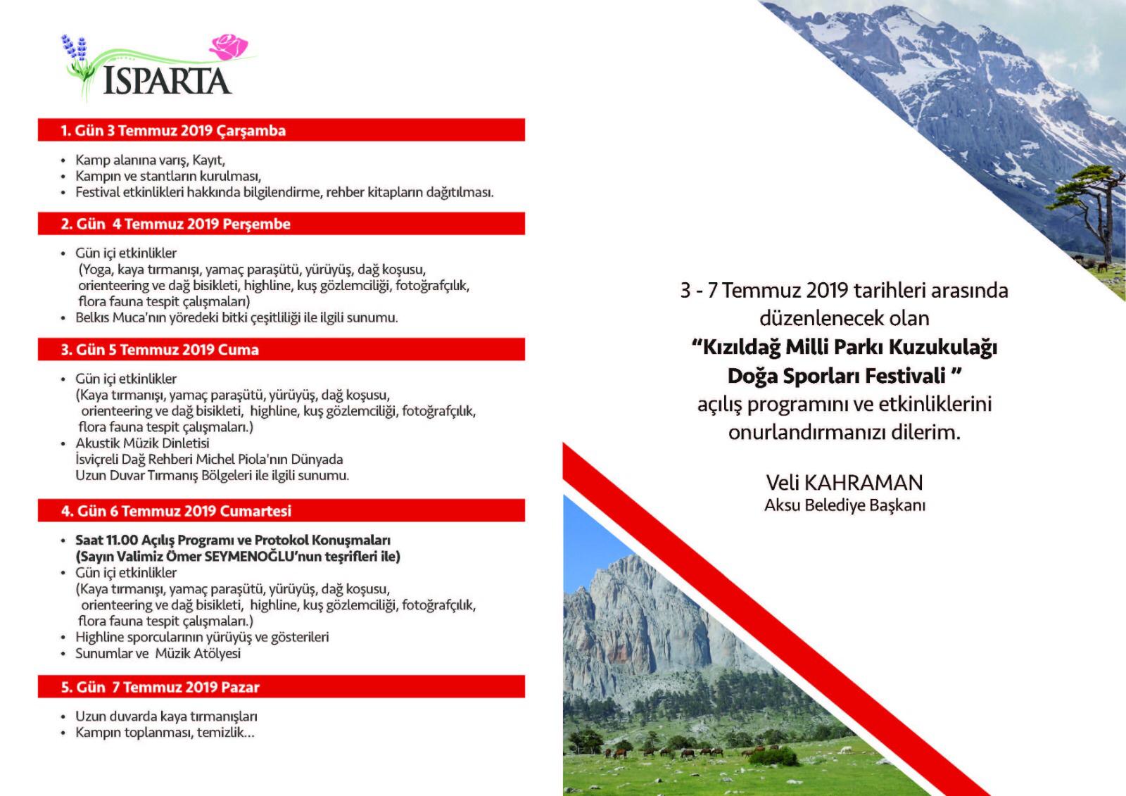 Kızıldağ Milli Parkı Kuzukulağı Doğa Sporları Festivali Daveti